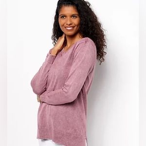 NWOT LOGO By Lori Goldstein Purple Gumdrop Pullover V-neck Sweater Small Sz S